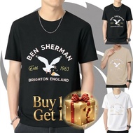 【Buy 1 GET 1】 Casual Style Men's T-Shirt Ben Sherman Logo With Seagull And Text Established 1963 Bri