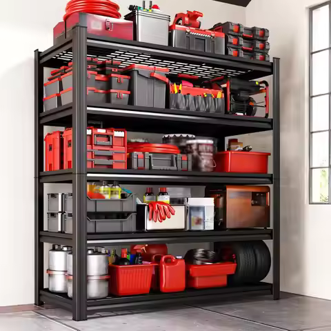 71.2" H-35.4" W Garage Shelving Heavy Duty Storage Shelves, Adjustable Metal Shelving Unit, Utility 