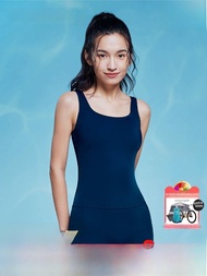Decathlon ผู้หญิง วันพีซ ชุดว่ายน้ำ 2024 เปลือยหลังสไตล์ใหม่ เรียบง่าย ดีไซน์ ว่ายน้ํากันความร้อน ชุ