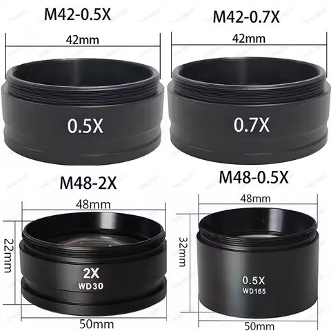 1X 0.3X 0.5X 0.7X 0.75X 1.5X 2X M48 Zoom Stereo Microscope Barlow Objective 0.3X 0.5X 0.7X 1.5X 2X M