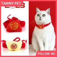 CNY 2026 Chinese new year Pet Collar for Cat Hand Knitted Scarf Tie for Small Dogs Hand woven Bib Bo