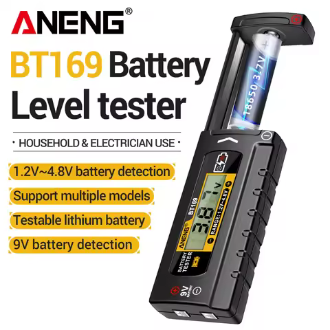 Universal Battery Tester 1.2V-4.8V AA/AAA/9V/18650/21700/Button Cell ANENG BT169 Portable home Digit