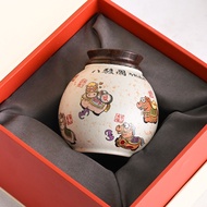 Shihong Bajuntu Tea Caddy Ceramic Sealed Caddy Japanese Mini Small Grass Gray Tea Warehouse Portable