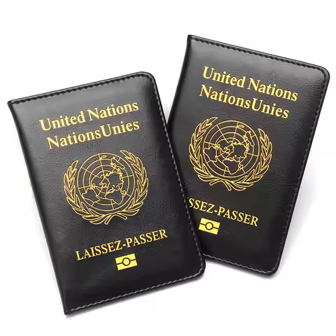 United Nations Laissez-Passer Passport Cover PU Leather Protector Case UN Logo Travel Wallet