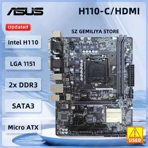 Asus H110M-C/HDMI Motherboard LGA 1151 Intel H110 DDR4 32GB support i3-6100 7300 6400 6600 7500 6700