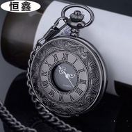 Retro Flip Pocket Watch Antique Student Roman Character Necklace Old-fashioned Quartz Numbers Elderl