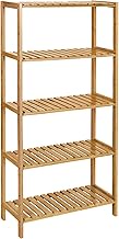 SONGMICS Bamboo Storage Shelf, 5-Tier Shelving Unit, Multifunctional, in The Entryway, Bathroom, Liv