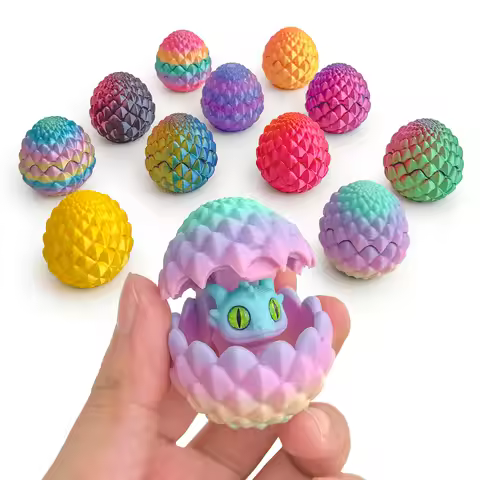 6pcs of 3D-printed Little Dragon Eggs, with Bright Candy-colored Hues. These Easter Eggs Are Festive