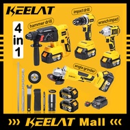 KEELAT Brushless Cordless Combo Set Drill Impact Wrench Angle Grinder Rotary Hammer Power Tool