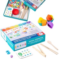 Montessori Arithmetic Math Toy Set, Montessori Arithmetic Math Toy Set - Beads, Chopsticks & Spoons,