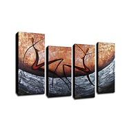 SG 4Pcs Hand-painted Oil Painting Set Modern Abstract Picture Decorative Art for Home Living Room Be