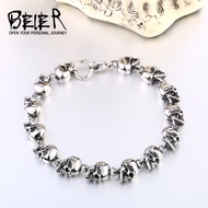 Retro Punk Titanium Steel Men's Skull Bracelet Stainless Steel Punk Chain Bracelet
