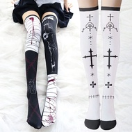 Y2K Gothic Stovepipe Cross Over-Knee Socks - Velvet Lolita Style 9-10