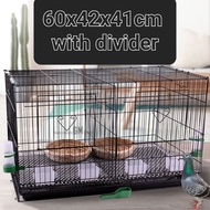 Bird Cage with divider. Parrot cage size 60x41x41cm (Black with divider) and 47x33x30cm white bird cage