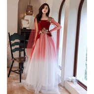 EAGLELY Brides 2024 Banquet Elegant Red Evening Dresses Plus Size Formal Choral Performance Ball Gow
