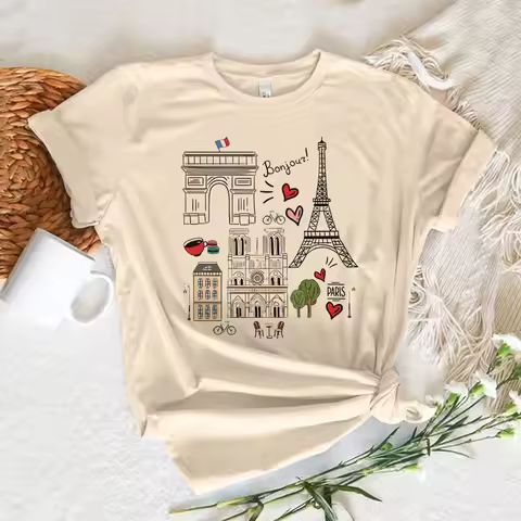 Paris tshirt women manga Japanese Tee girl graphic manga comic clothing