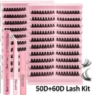 Bộ 360 cụm mi DIY mềm mại 50D+60D, độ cong chữ D 8-16mm, cụm mi tự nhiên mềm mại, ấn tượng, có keo d