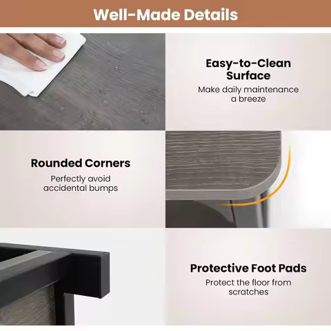 Farmhouse Coffee Table, 43" Center Table with Storage, Grey Oak