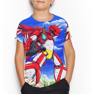 Shin Getter Robo Mecha Tshirt Fullprint Polyester Material Casual Jersey T-shirt for Children Aged 3