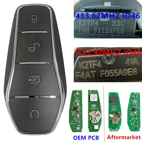 KEYECU Smart Remote Key FOB 4Buttons ID46 433.62MHZ K2TF4-22C F4H, 433.92MHZ K2TF4-41A-F4AT For BYD 