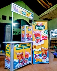 Meja Booth Es Teh Poci / Gratis Y banner & pintu belakang