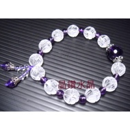 【晶鑽水晶】天然白水晶＋紫水晶手鍊 蓮花造型 超精緻