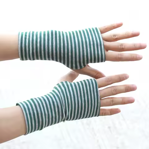 Short Fingers Striped Half Finger Gloves Unisex Sun Protection Pure Drive and Ride Fingerless Style 