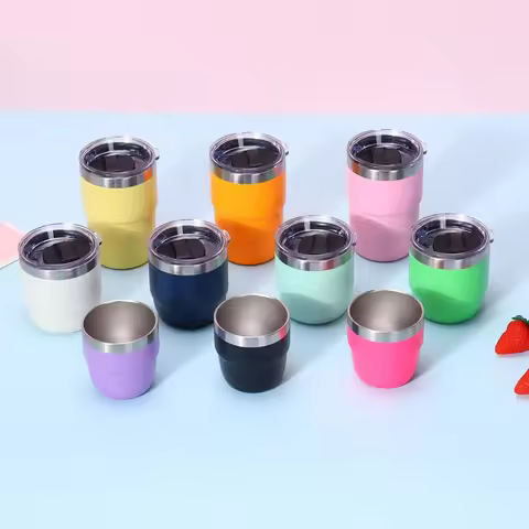 4oz/6 /8oz Stainless Steel Thermos Cup Multi-color Portable Ice Cup Mini Double-layer Insulated Coff