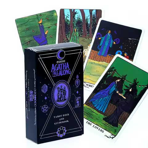 Agatha All Along Tarot Deck 78 Card Illustrated Tarot Set Inspired Witchcraft Divination Cards with 