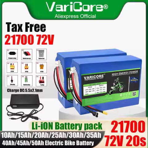 72V 21700 20s 20Ah 45Ah 50Ah 25Ah 30Ah 35Ah 40Ah 15Ah 10Ah Lithium Battery Pack 2400w 3500W Built-in