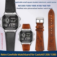 18MM Retro Cowhide Watchband for G-Shock Casio A158 A158W/A168/f91w/AE-1200/A159/A169 AE1300 Series 