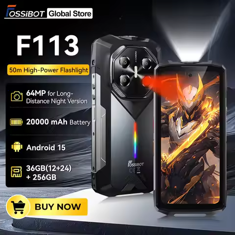 FOSSiBOT F113 Rugged Smartphone 5G Android 15 36(12+24)GB+256GB 20000mAh Battery Camping Light 64MP