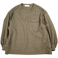 二手 Prasthana 燈籠袖套頭衫 (P-1101003)，棕色格紋，日本製。尺寸 S。棕色。