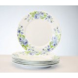Giacomo 25cm Decorated Opal Dinner Plate (Blutensia) - 6pcs