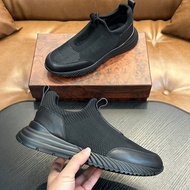 J5F4 SR Men's Genuine Leather Knitted Stitching Upper Casual Shoes Four Seasons Sports Shoes Lightwe