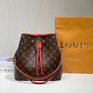 LV neonoe 中號 老花 紅色 水桶包 肩背包