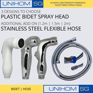 UnihomSG [ReadyStock] Plastic Lightweight Handheld Toilet Bidet Spray Head / Stainless Steel