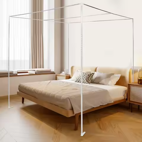 Stainless Steel Canopy Bed Frame Post, 4 Corner Bedding Canopy Frame Post, for Twin/Queen/California