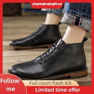 Genuine Leather Shoes - SAUQI Signore Brown - Men's Shoes - boots - free socks 