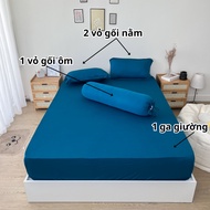 Bộ chăn ga gối chần bông XANH CỔ VỊT chất thun lạnh REE Bedding TL262 đủ size giường nệm M8