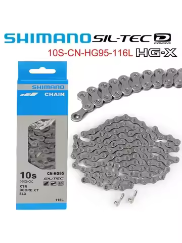 Shimano CN-HG95 10 Speed Bike Chain Set With Quick Link SIL-TEC For MTB Deore XT SLX XTR HG-X 116L C