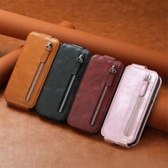 [Woo Fashion Case] เคสแบบฝาพับสำหรับ Iphone แม่เหล็กแนวตั้ง13 12 11 Pro Max XR XS 6 7 8 Plus SE 2022ที่ใส่บัตรกระเป๋าเงินหนังเคสมือถือขนลง