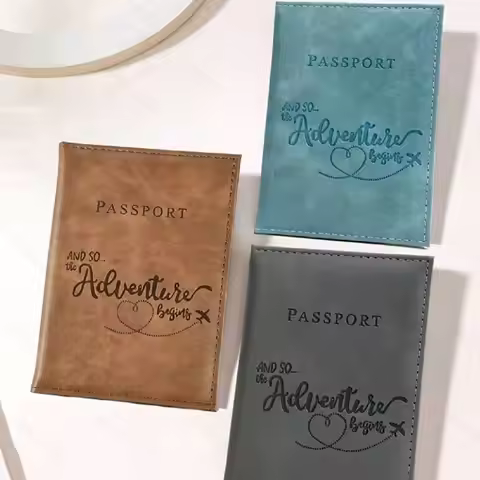 Color Change PU Passport Covers Letter Printed Passport Holder Flight Ticket Clip Men Women Passport