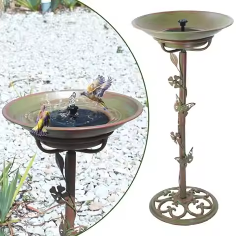 28.5" H Solar Bird Bath for OutsideSolar Fountain and Cast Iron Bird Bath Metal Bird Baths Bubbler B