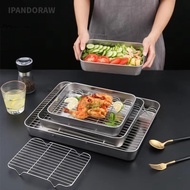 IPANDORAW Baking Pan, 304 Stainless Steel Bakeware Tools BBQ Tray,  Non-stick Rectangle Cooling Rack