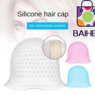 BAIHEE Hair Coloring Highlighting Cap, Reusable With Hook Hair Coloring Hat, Silicone Hair Dying Fro