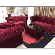 SOFA CASTERFIELD VELVET SOFA SET 3+2+1+MEJA KOPI (SUBHANENTERPRISE)