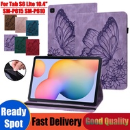 For Samsung Galaxy Tab S6 Lite 10.4" 2020 SM-P615 SM-P610 Tablet Protection Case Retro Embossed Butterfly Flip Leather Cover Fold Stand P615 P610