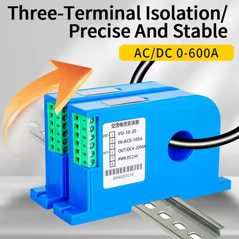 AC DC 0-600A Current Sensor 4-20mA 0-10V RS485 20mm Close Loop Current Transducer High Accuracy Hall