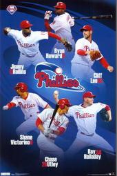 MLB費城人Howard, Rollins, Utley, Victorino, Lee, Halladay 原版海報60*90公分